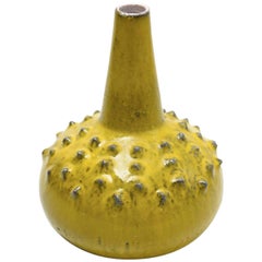 Grand vase rare émaillé jaune Perignem conçu par Rogier Vandeweghe