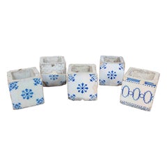 1875s Hand-Painted Set of Flowerpots with Antique Ceramic Tiles