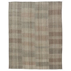 Handwoven Textured Kilim Rug with Subtle Geometric Design 10'4 x 14'4