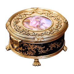 Early 20th Century French Sèvres Painted Porcelain and Bronze Dore Jewelry Box