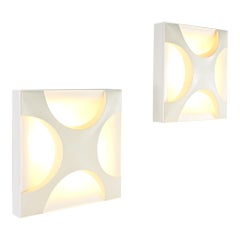 Rolf Krüger, Pair of Oyster Wall Lamps for Staff Leuchten. C.1960