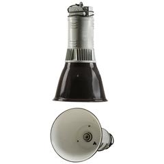 Grande lampe à suspension industrielle de l'usine tchèque noire et grise