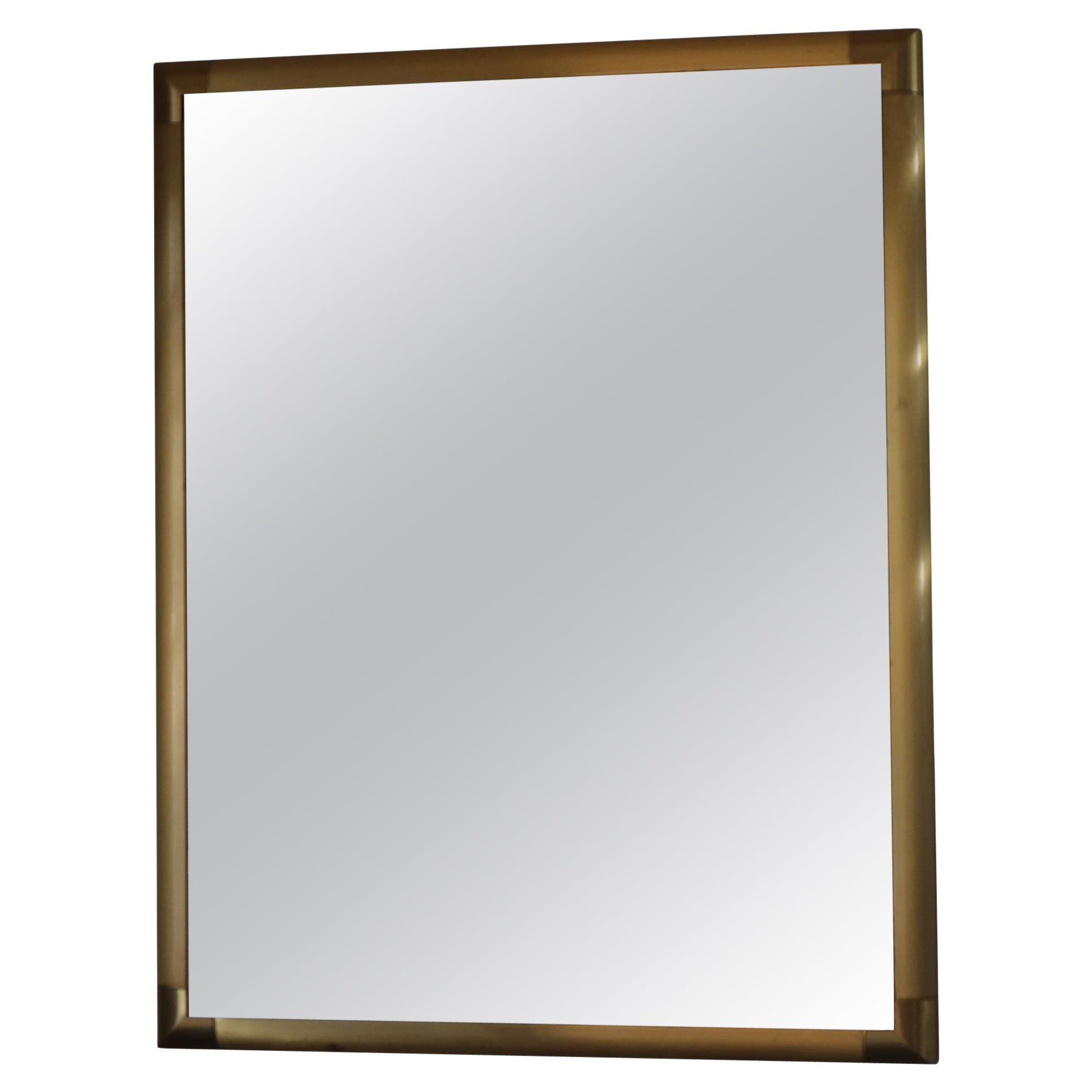 italian solid polished brass mirror in style of Tommaso Barbi, Italy, 1970s