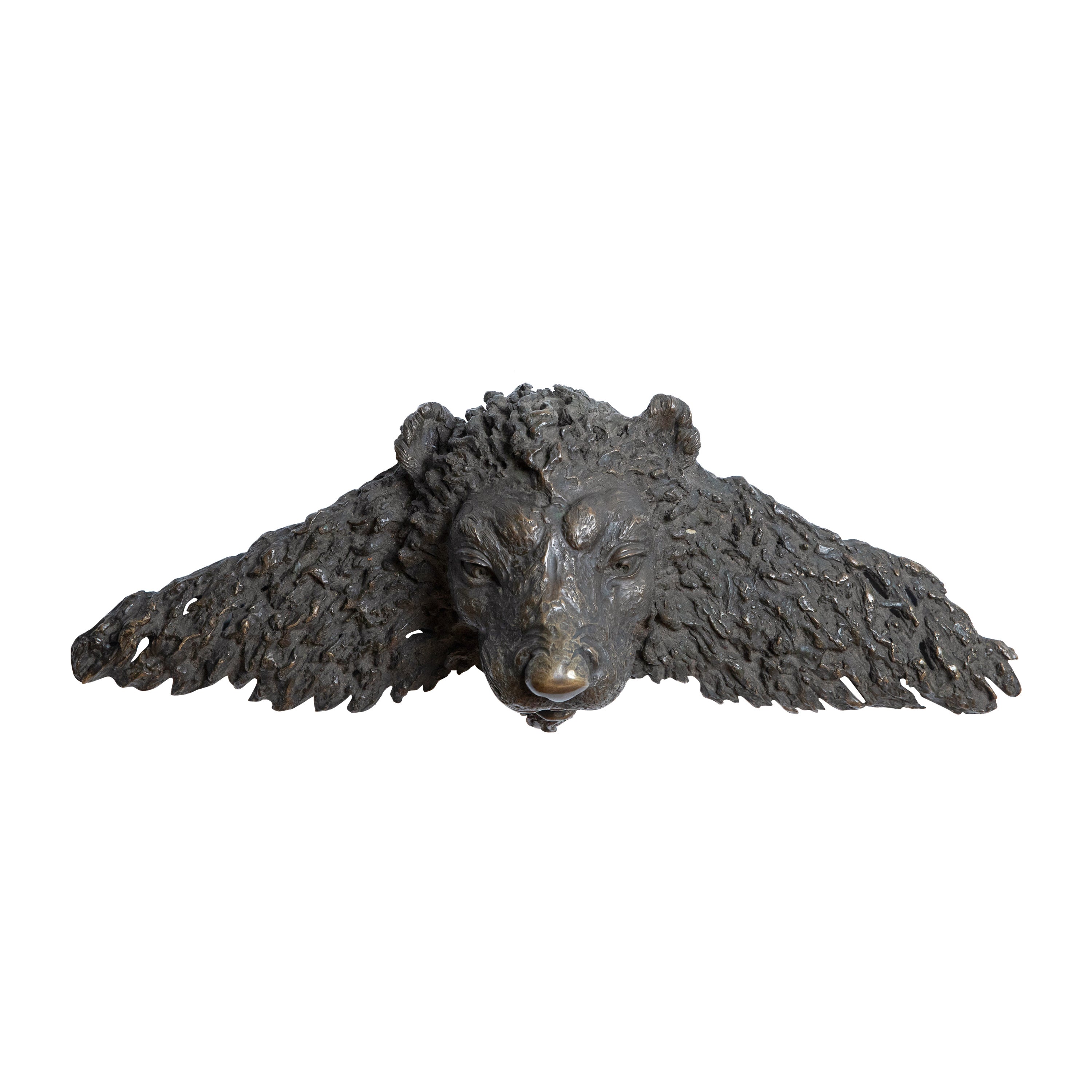 English Sculpted Bronze Winged Lion Wall Sculpture, mid 19th Century