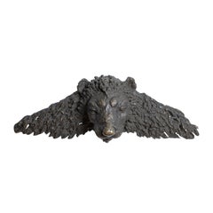 Englische geflügelte Löwen-Wandskulptur aus Bronze, Mitte des 19. Jahrhunderts