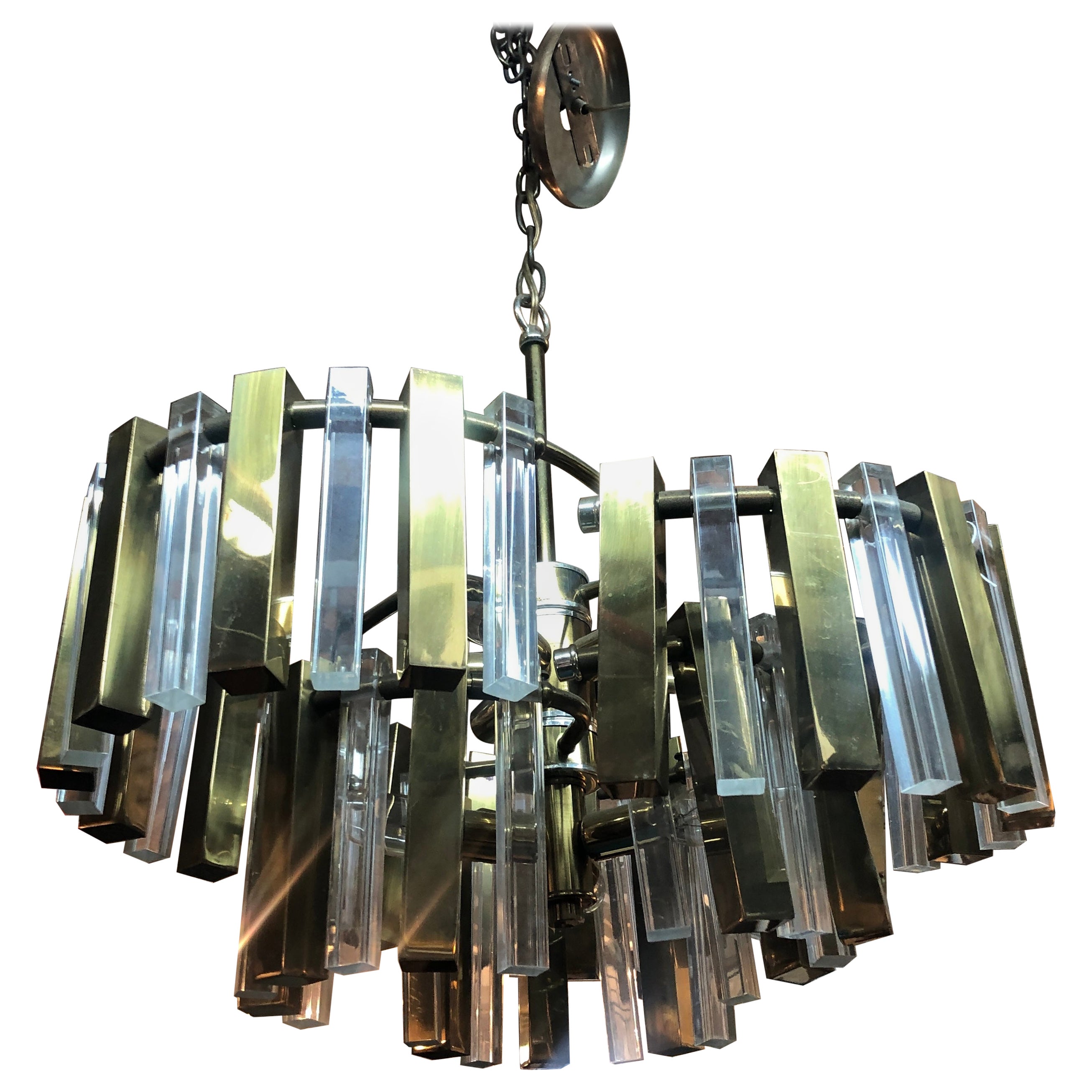 Brass & Lucite Chandelier