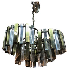 Vintage Brass & Lucite Chandelier