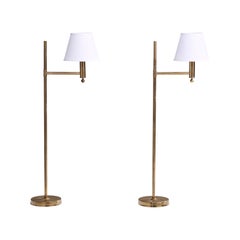Bergboms, Floor Lamps, Brass, Fabric, Sweden, 1970s