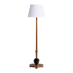 Vintage Swedish Designer, Floor Lamp, Birch, Fabric, Sweden, 1930s