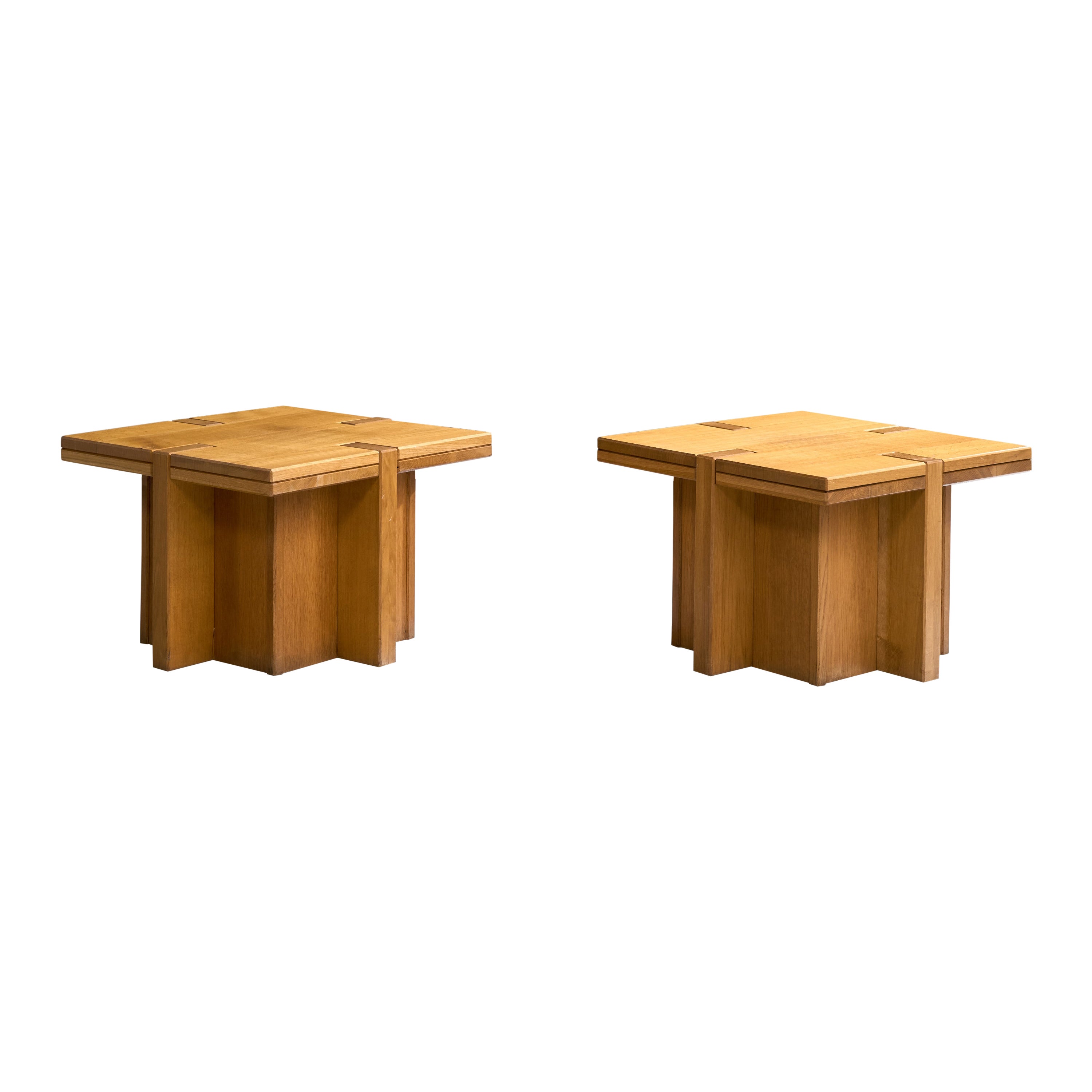 Italienische Designerin, Beistelltische, Holz, Italien, 1970er Jahre