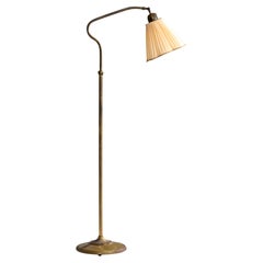 Designer italien, lampadaire, laiton, tissu, Italie, années 1940