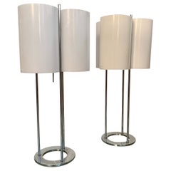 Table lamps with chromed tubular and methacrylate by Paul Mayen for Habitat, 70s