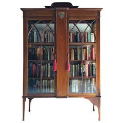 Vintage Display Cabinet Edwardian Mahogany Bookcase Early 20th Century Dresser