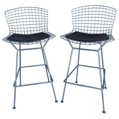 Paire de tabourets de bar Bertoia chromés de Knoll