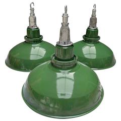 AEI Lamp and Lighting Co. Green Enamel Industrial Pendants