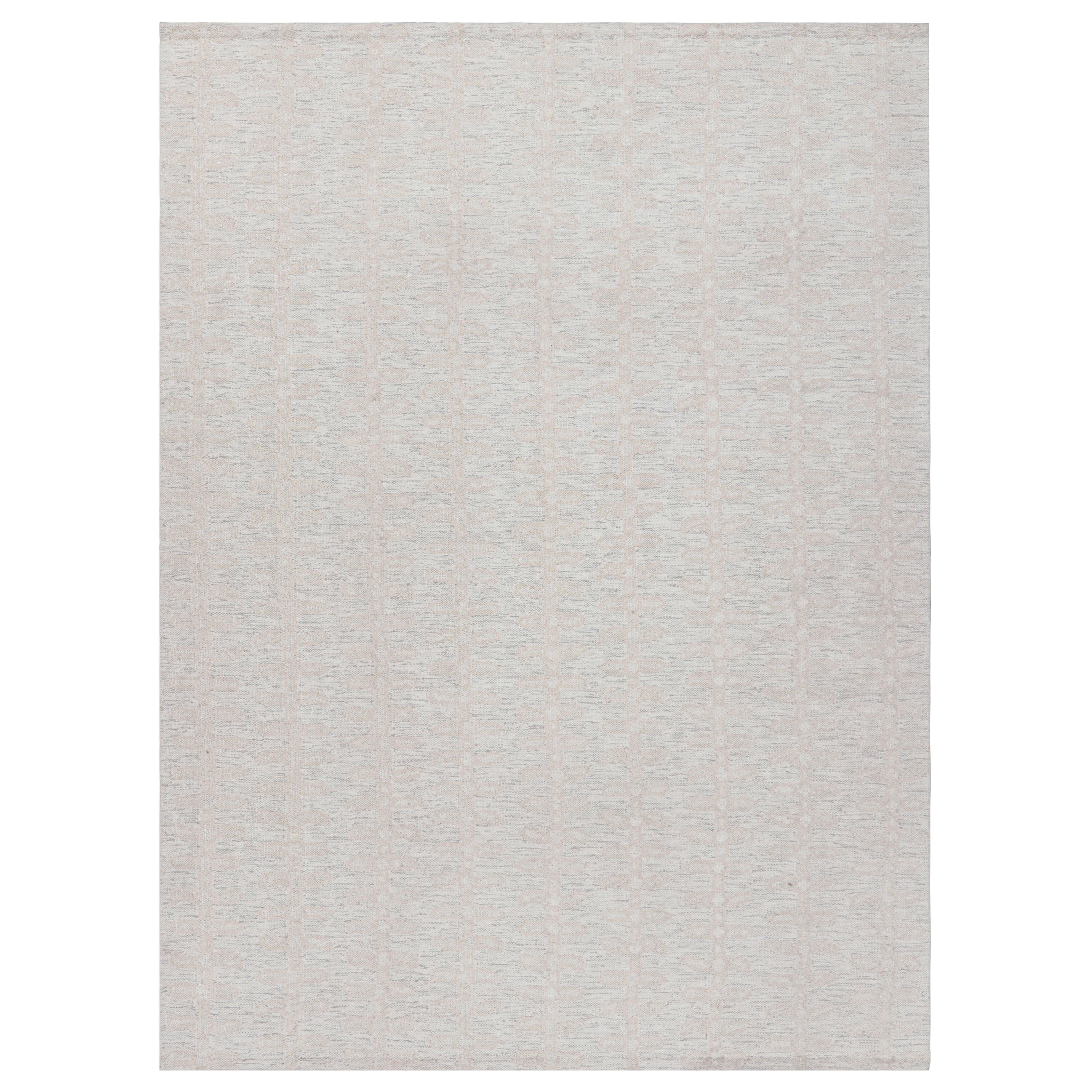 Rug & Kilim’s Scandinavian Style Rug in White with Floral Patterns