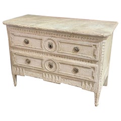 19th Century Louis XVI French Carved Painted Commode