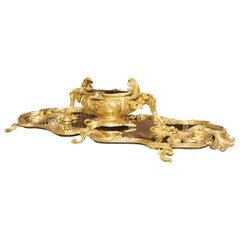 Un tavolo da pranzo francese in bronzo dorato con specchiera, L-74,5