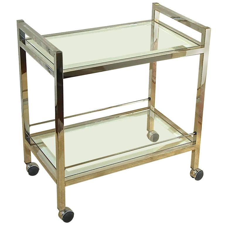 Modern Chrome TwoTier Bar Cart For Sale at 1stdibs