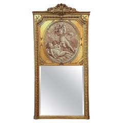 19. Jahrhundert Französisch Louis XVI Giltwood Trumeau Spiegel