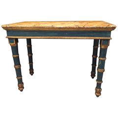 Italian 18th Century Painted and Giltwood Table with Faux Marble Top