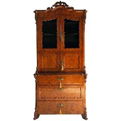 Antique Biedermeier Mahogany Bookcase Display Cabinet Victorian, 19th Century