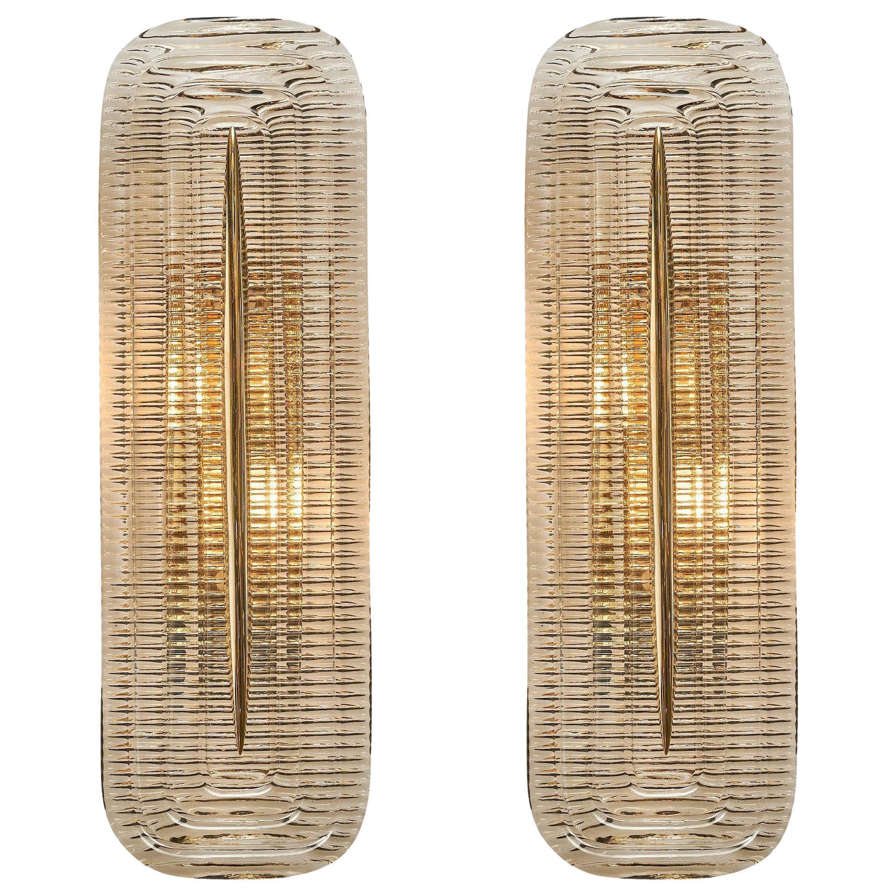 2 Pairs of Brass and Murano Glass Sconces