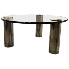 Post Modern Nickel and Glass Cocktail Table Attributed to Pace Collection