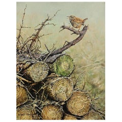 Al;an M Hunt English Landscape Oil Painting on Canvas Wren Song Bird 2006