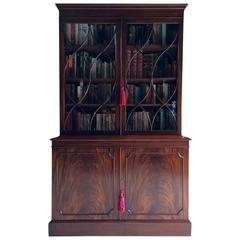 Vintage Style Bookcase Mahogany Display Cabinet Two-Door Large Astragal