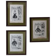 Antique Signed French Actors Lithographs, c.1843