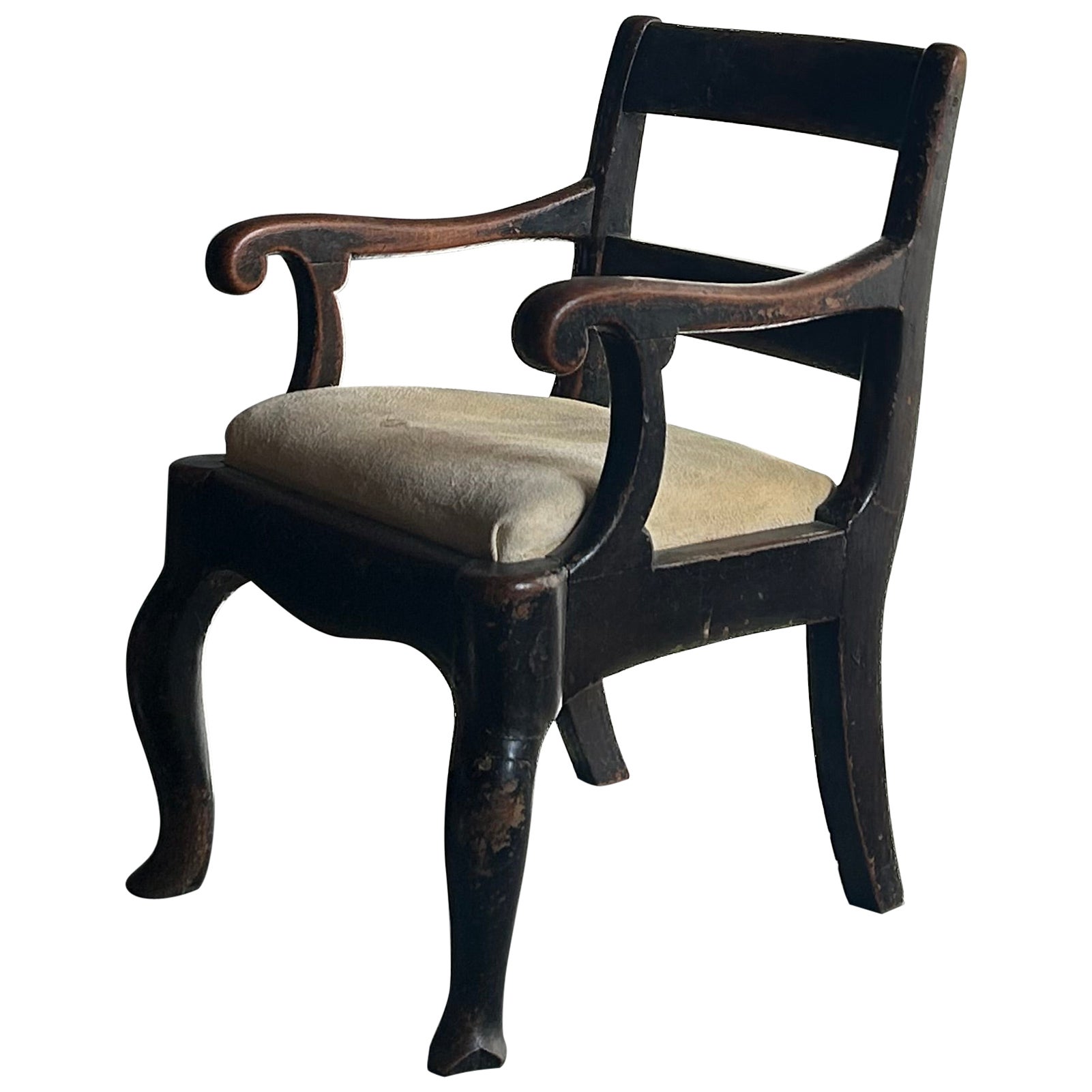 Early 19th Century English Painted Mahogany Children’s Armchair, England 1830’s