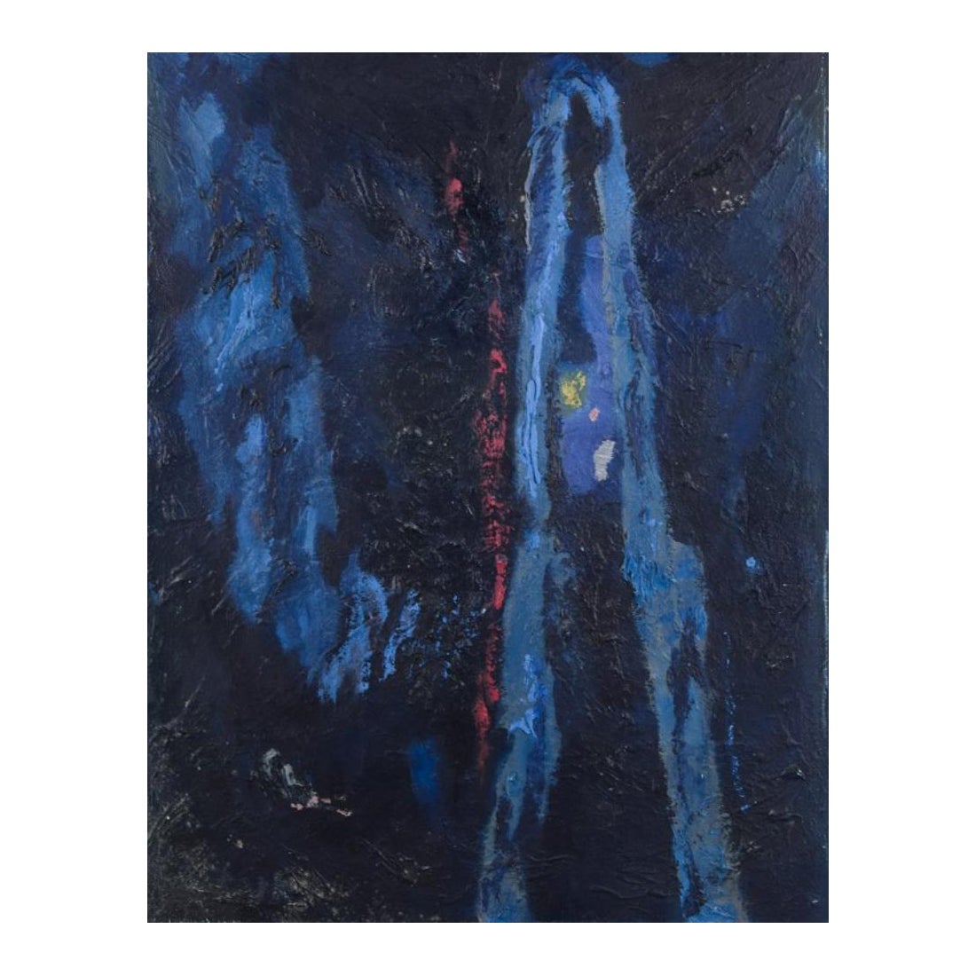 Oskar Stark, German artist. Oil on board.  Abstract composition. "Rising Blue"
