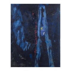Oskar Stark, German artist. Oil on board.  Abstract composition. "Rising Blue"