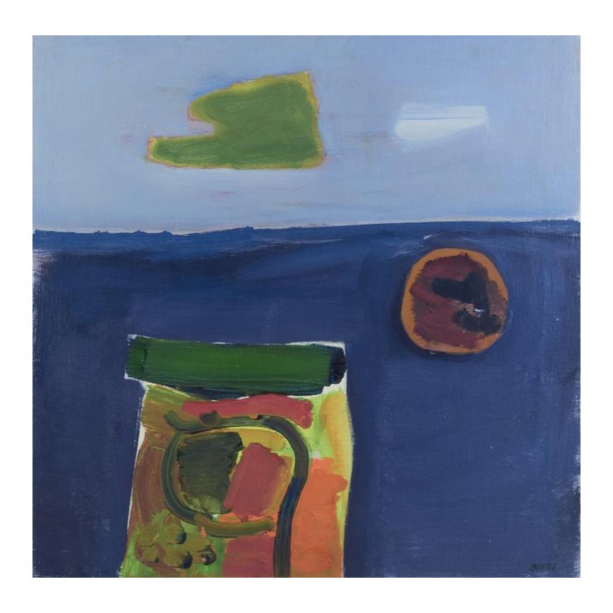 Lars Bertle, listed Swedish artist. Oil on canvas. Abstract composition. 1960s