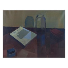 Artista sueco. Óleo sobre lienzo. Bodegón modernista. 1953