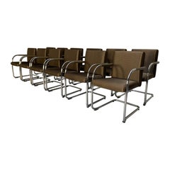 12 Vitra "Visasoft" Dining Meeting Chairs - In Gold Fabric & Leather
