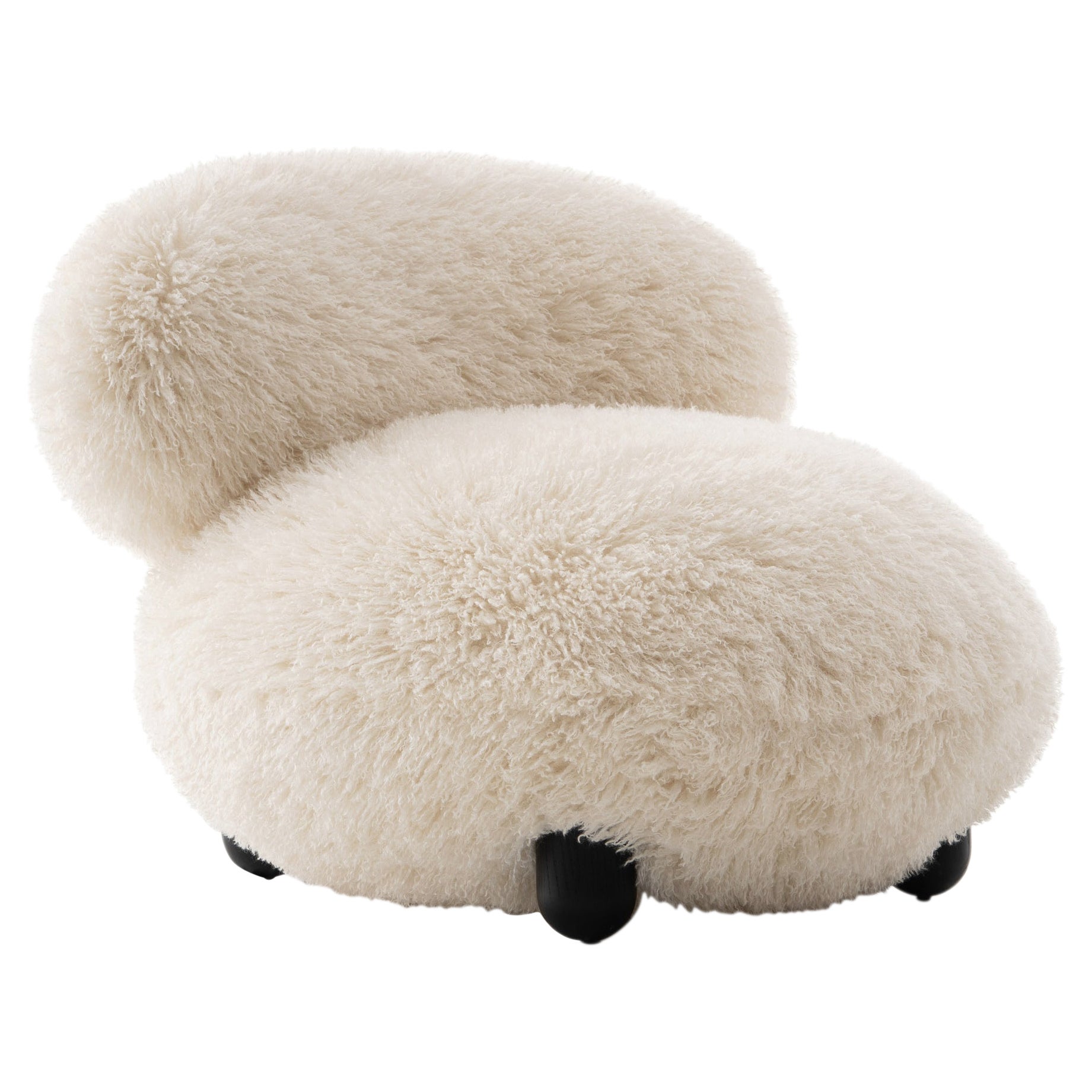 Modern Flock Lounge Chair Fluffy Edition in Azur ivory faux Fur by NOOM