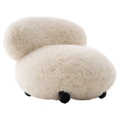 Modern Flock Lounge Chair Fluffy Edition in Azur ivory faux Fur by NOOM