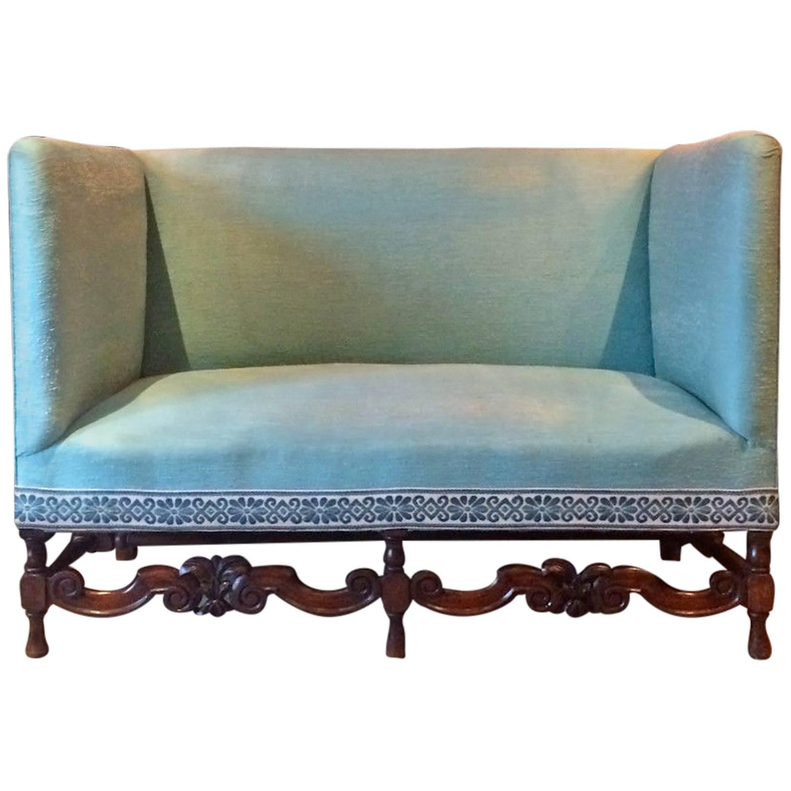 Antique Sofa Shabby Chic Queen Anne Style Victorian High Back Settee