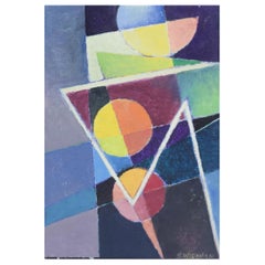 Stellan Widholm, listed Swedish artist. Oil on panel.  Geometric composition.