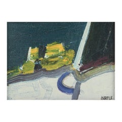 Lars Bertle, listed Swedish artist. Oil on panel. Abstract composition.