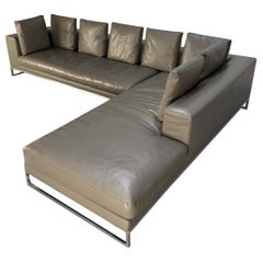 B&B Italia "Dadone" L-Shape Sofa - in Mid-Grey "Gamma" Leather