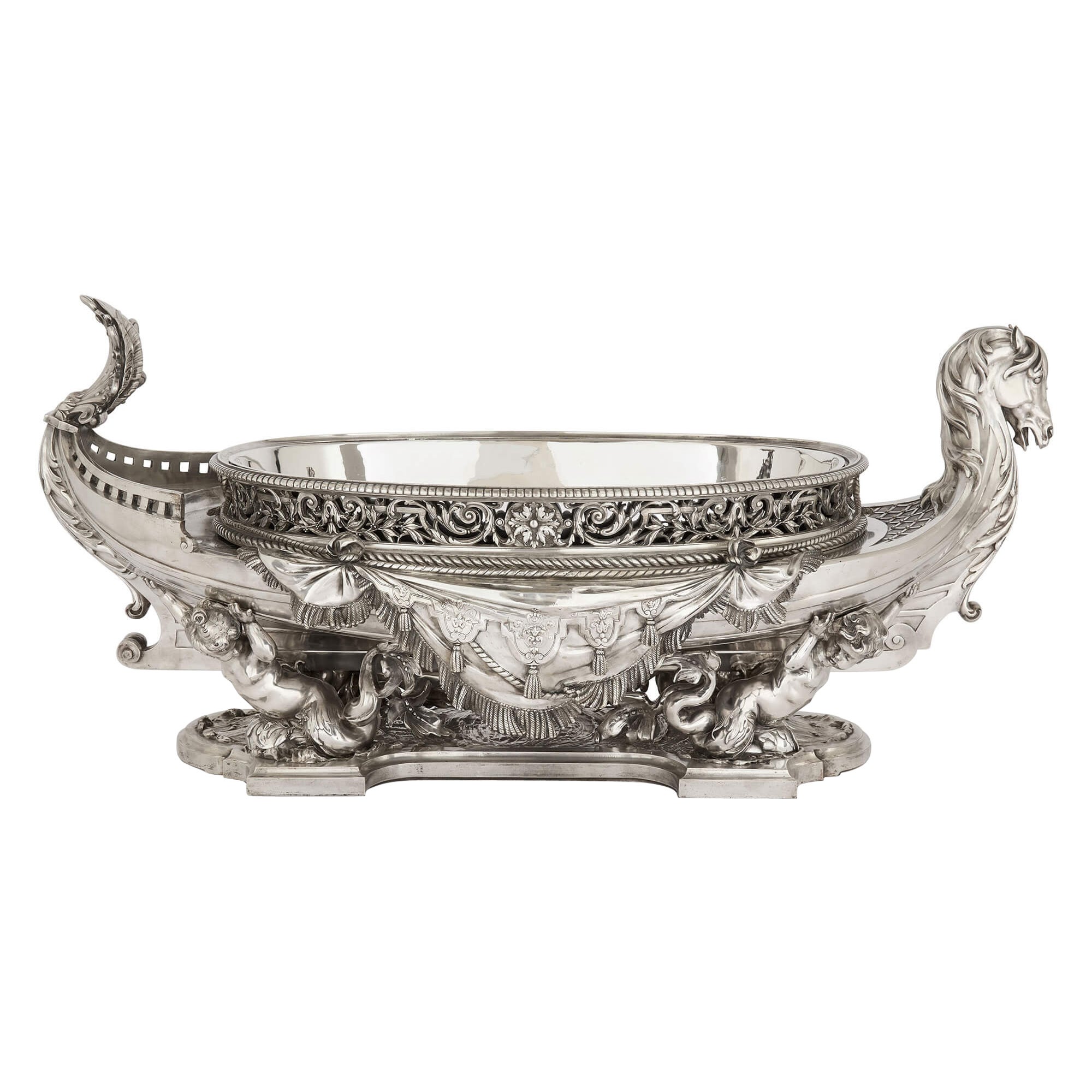 Very Large French Silvered Bronze Jardinière in the Manner of Christofle