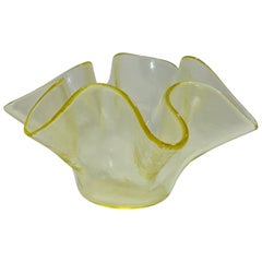 Decorative Object Vase Yellow  Glass Handkerchief IVV Mid-Century Italy 70/80s