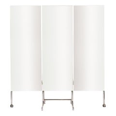 Vintage Tri-Fold Full-Length Floor Mirror with Silver Chrome Base