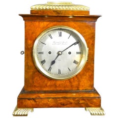 Antique Victorian Walnut Bracket Clock by Barraud & Lund, London