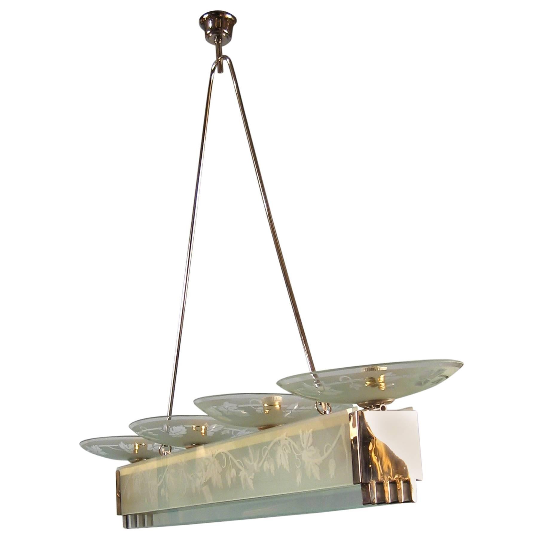 Four-Dish Chandelier, Italy, Art Moderne, 1930s For Sale