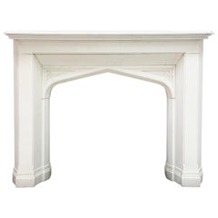 Antique Gothic Revival Statuary Marble Fireplace