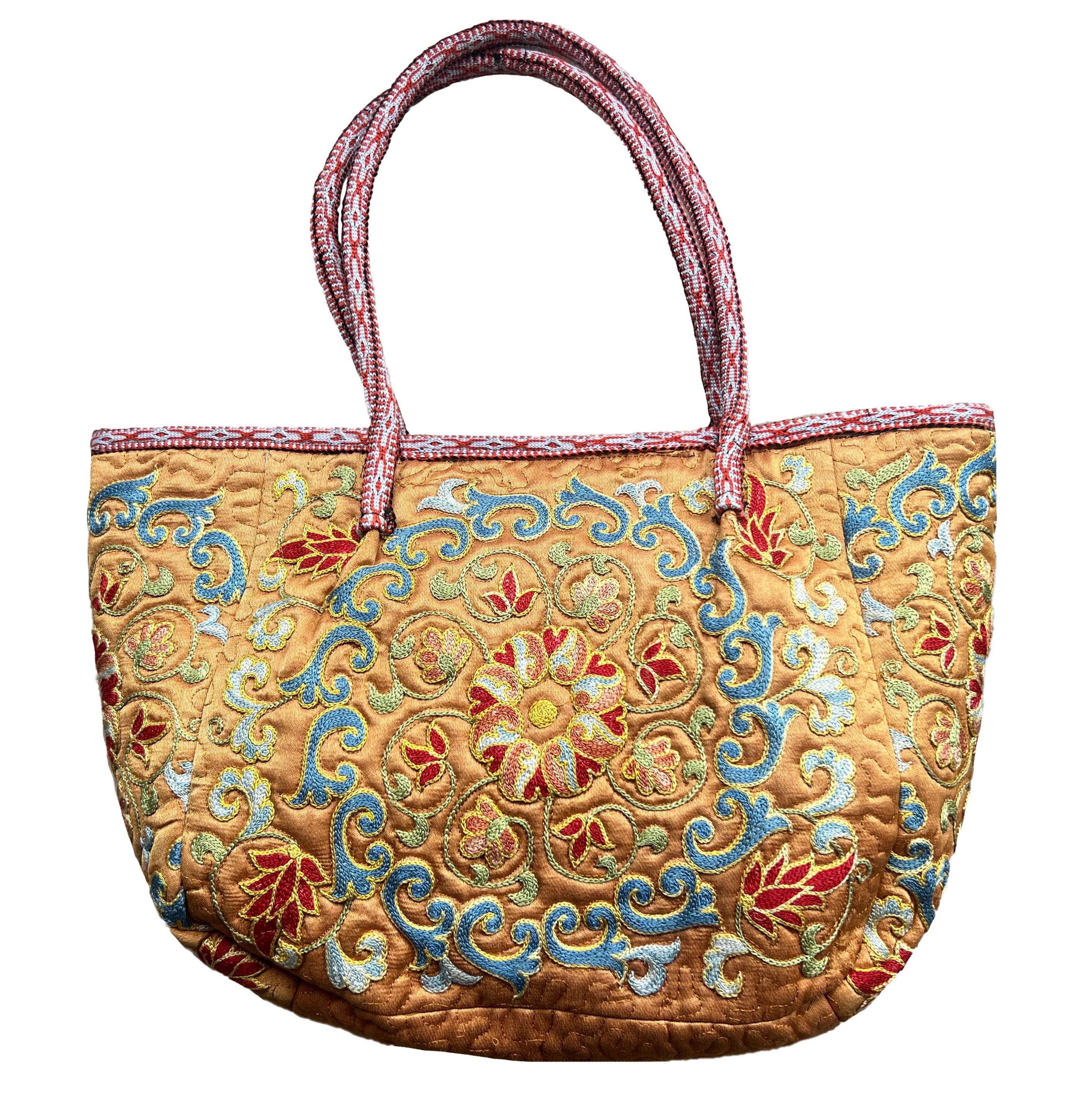 100% Seide Luxus bestickte Suzani Handtasche. Hobo Tote Bucket Bag. MASSANFERTIGUNG